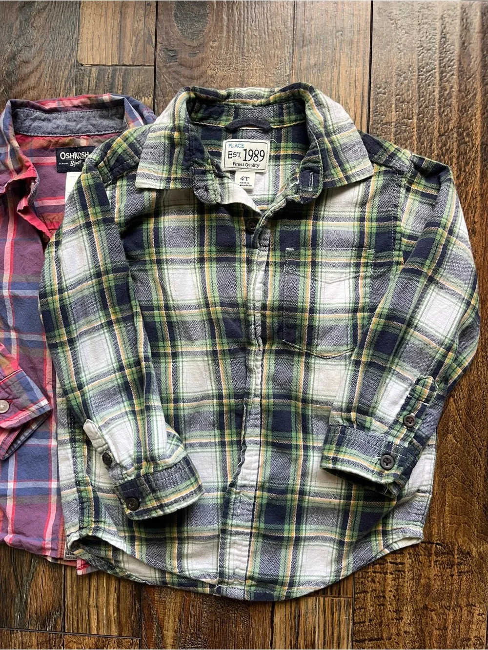 Boys Plaid Button-Down Shirt lot - Blue, Green  flannel